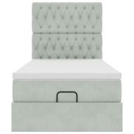Османска легло с матраци и LED, светлосиво, 90x190 см, кадифе