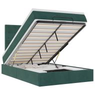 Османска легло с матраци и LED, тъмнозелено, 120x190 см, кадифе