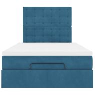 Османска легло с матраци и LED, тъмносиньо, 120x190 см, кадифе