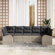 Градински Софа Комплект 7 pcs Светлосиво Полипропилен Ратан