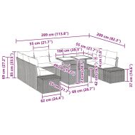 Градински Софа Комплект с възглавница 10 pcs Сив полиратан