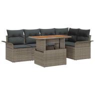 Градински Софа Комплект с възглавница 6 pcs Сив