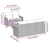 Градински Софа Комплект с възглавница с възглавница 6 pcs Черно