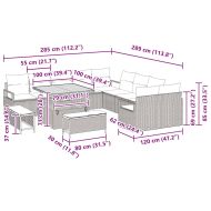 Градински Софа Комплект с възглавница 13 pcs Бежово Полиратан