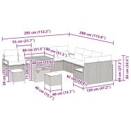 Градински Софа Комплект с възглавница 13 pcs Бежово Полиратан