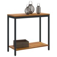 Външна маса със съхранение Естествен и черен 80 x 35 x 75 cm