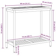 Външна маса със съхранение Естествен и черен 80 x 35 x 75 cm