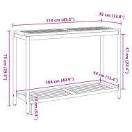 Външна маса със съхранение Естествен и черен 110 x 35 x 75 cm