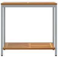 Външна маса със съхранение Естествено и сиво 80 x 35 x 75 cm