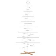 Метална коледна елха с дървена основа, черна, 210 см