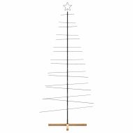 Метална коледна елха с дървена основа, черна, 210 см