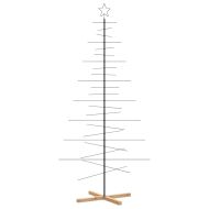 Метална коледна елха с дървена основа, черна, 210 см