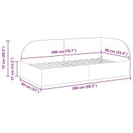 Ъглова рамка за легло с таблото Синьо 90 см x 200 см Кадифе