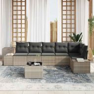 Градински Софа Комплект 7 pcs Светлосиво полиратан