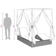 Двуетажно шезлонг с покрив Сив 205 x 129 x 200 см PE ратан