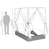 Двуетажно шезлонг с покрив Сив 205 x 129 x 200 см PE ратан