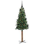 Тясно коледно дърво Зелен 150 cm ПВЦ и масивно борово дърво