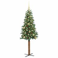 Тясно коледно дърво Зелен 150 cm ПВЦ и масивно борово дърво