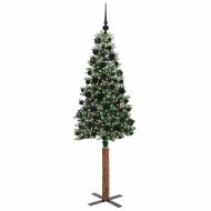 Тясно коледно дърво Зелен 180 cm ПВЦ и масивно борово дърво