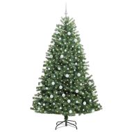 Изкуствено коледно дърво с хингед Зелен 210 cm PVC и метал
