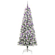 Изкуствено коледно дърво с хингед с поставка Зелен и бял 180 cm