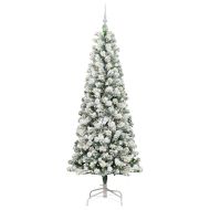 Изкуствено коледно дърво с хингед с поставка Зелен и бял 210 cm