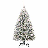 С изкуствено коледно дърво Зелен и бял 120 cm PVC и метал