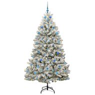 С изкуствено коледно дърво Зелен и бял 210 cm PVC и метал