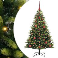Изкуствен коледен дърво с панти 150 LEDs Зелен 120 cm PVC и PE