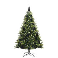 Изкуствен коледен дърво с панти 150 LEDs Зелен 120 cm PVC и PE