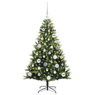 Изкуствен коледен дърво с панти 150 LEDs Зелен 120 cm PVC и PE