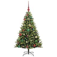 Изкуствен коледен дърво с панти 150 LEDs Зелен 120 cm PVC и PE