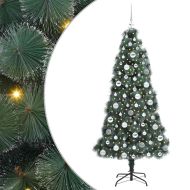 Изкуствено светещо коледно дърво с комплект топки Зелен 180 cm