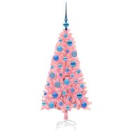 Коледно дърво с 150 LED светодиода с поставка Розово 120 cm ПВЦ