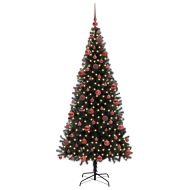 Коледно дърво с 300 LED светодиода с поставка Черно 180 cm ПВЦ