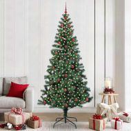 Изкуствена коледна елха с подсветка Зелен 240 cm PVC и метал