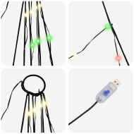 LED коледна елха с колчета за земя Многоцветен 182 см Метал