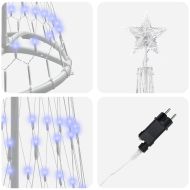 LED Коледна Елха с поставка Синьо 51 х 51 х 190 см Метал