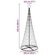 LED Коледна Елха с поставка Синьо 100 х 100 х 250 см Метал