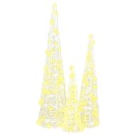 Коледно дърво 3 pcs Топло бяло 20 x 20 x 80 см Акрил