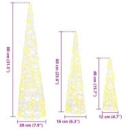 Коледно дърво 3 pcs Топло бяло 20 x 20 x 80 см Акрил