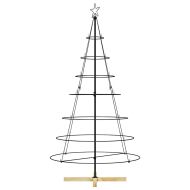 Коледно дърво с конус с поставка Черно 180 cm Стомана