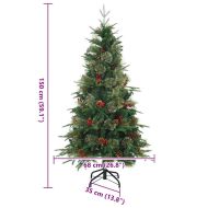 Изкуствено коледно дърво с хингед с поставка Зелен 150 cm