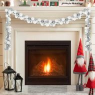 Коледна гирлянда с топки Бяло и Сребристо 186 см Полистирен