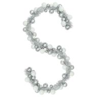 Коледна гирлянда с топки Бяло и Сребристо 186 см Полистирен