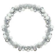 Коледна гирлянда с топки Бяло и Сребристо 186 см Полистирен