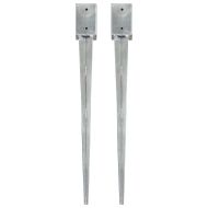 Заземителни колове 2 бр сребристи 9x9x90 см поцинкована стомана