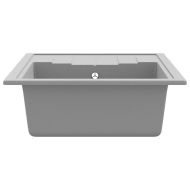 Кухненска мивка с преливник, овал, сива, гранит