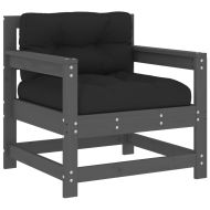 Градински лаундж комплект 7 части с възглавници сив бор масив