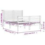 Рамка за легло с табла, 140x190 см, масивно дърво